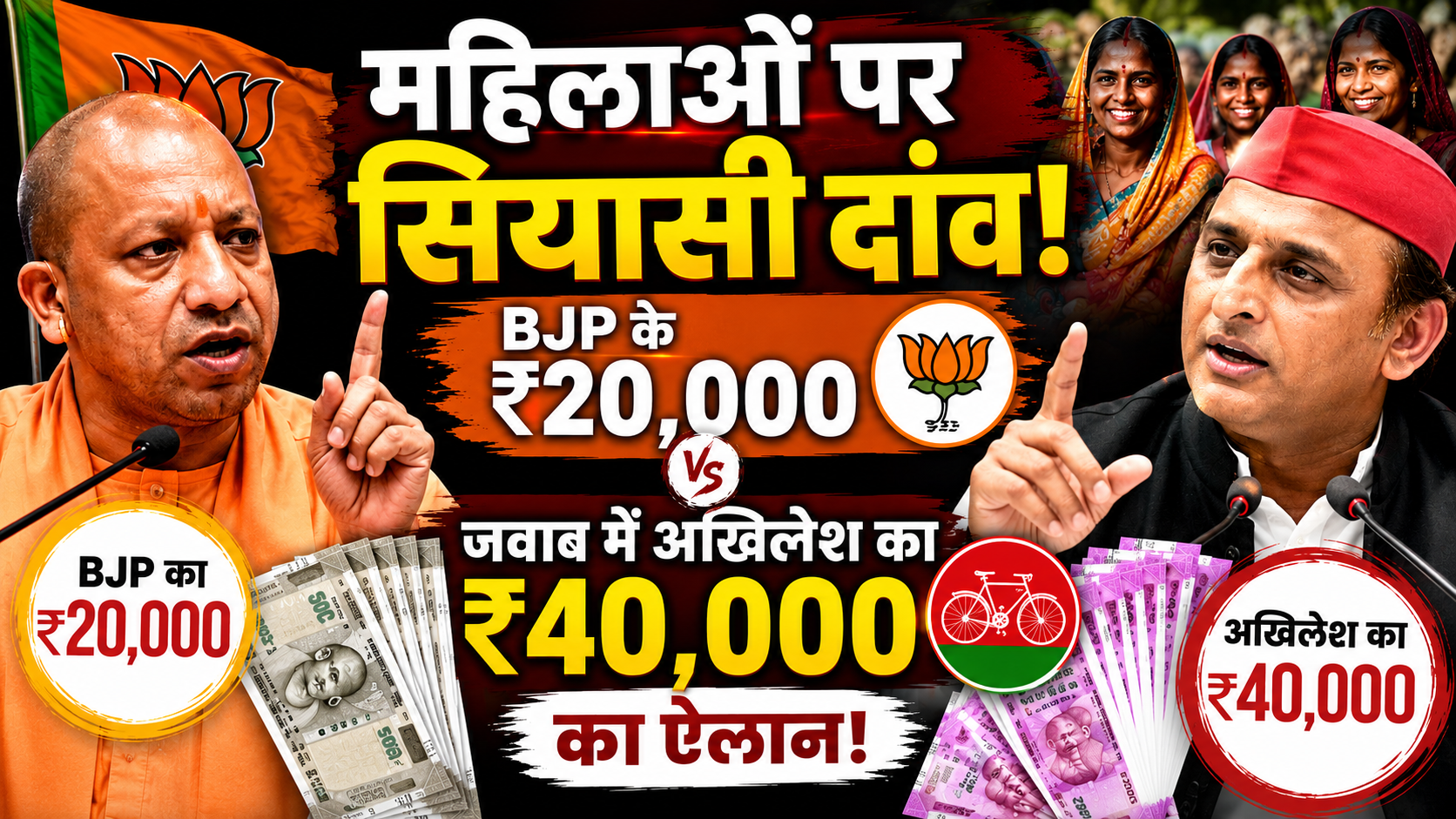 महिलाओं पर सियासी दांव: BJP के ₹20 हजार के जवाब में अखिलेश का ₹40 हजार का ऐलान