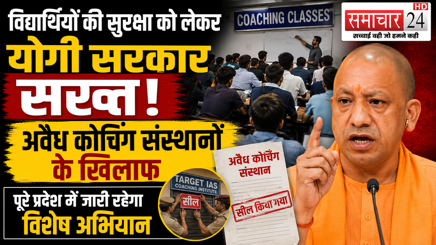 विद्यार्थियों की सुरक्षा को लेकर योगी सरकार सख्त, अवैध कोचिंग संस्थानों के खिलाफ पूरे प्रदेश में जारी रहेगा विशेष अभियान