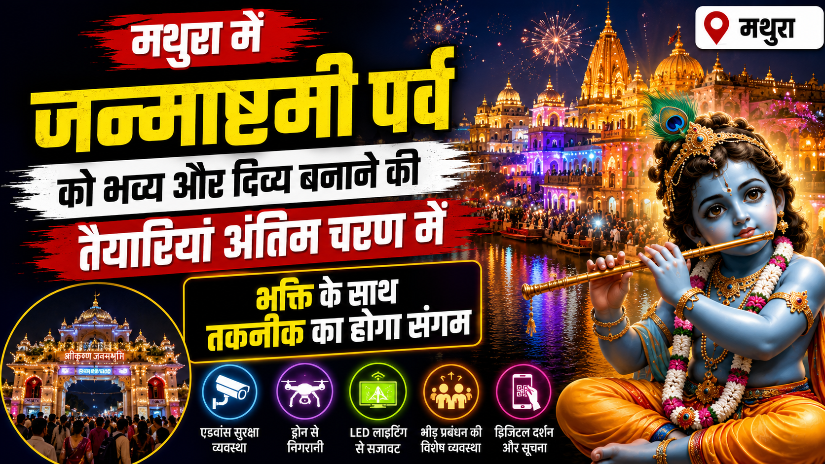 जन्माष्टमी पर मथुरा में पहली बार होगा भव्य ड्रोन शो, 4 सितंबर की रात तीन से चार किमी. तक दिखेगा अद्भुत नजारा