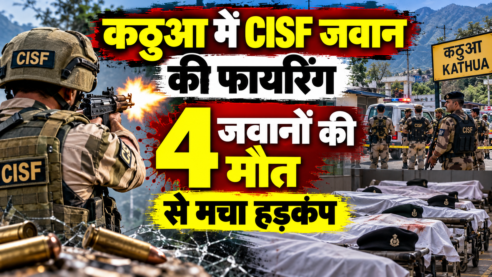 जम्मू-कश्मीर के कठुआ में सनसनीखेज घटना, CISF जवान की फायरिंग से 4 की मौत