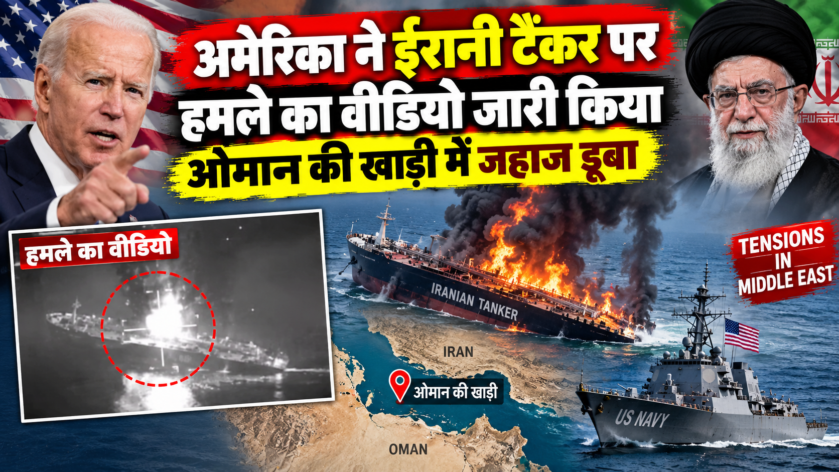अमेरिका ने ईरानी टैंकर पर हमले का वीडियो जारी किया, ओमान की खाड़ी में जहाज डूबा