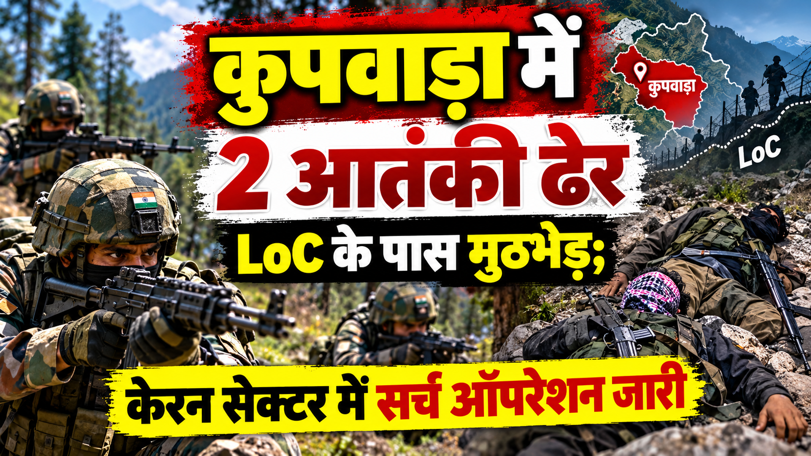 कुपवाड़ा में 2 आतंकी ढेर, LoC के पास मुठभेड़, केरन सेक्टर में सर्च ऑपरेशन जारी