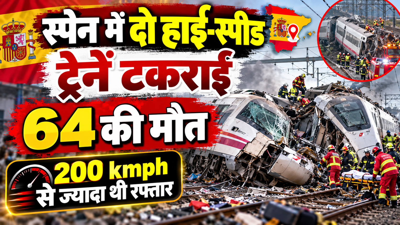 स्पेन में दो हाई-स्पीड ट्रेनें टकराईं, 64 की मौत; 200 kmph से ज्यादा थी रफ्तार